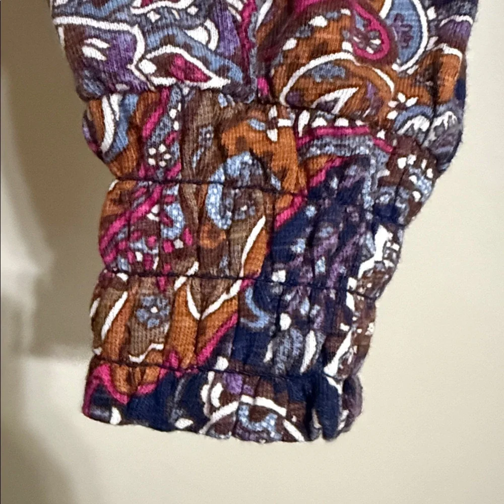 Canon Multicolor Paisley Long Sleeve Dress women XL festival casual linen boho - Picture 5 of 9